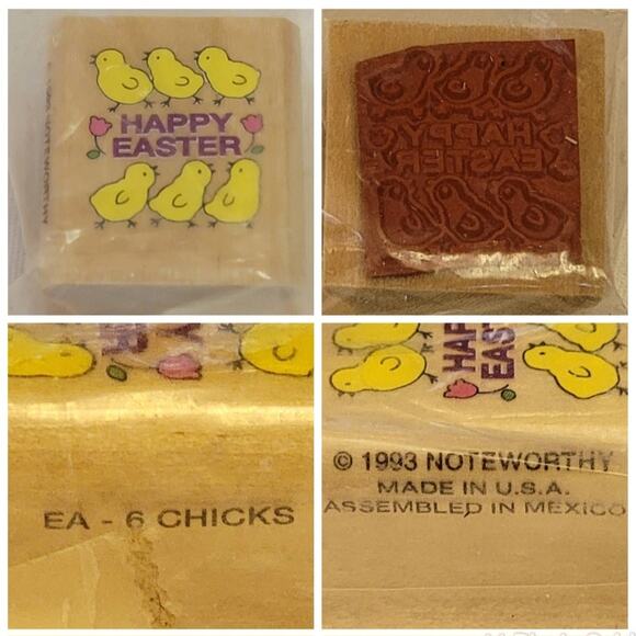 VTG‎ Easter Rubber Stamp Lot 4 Pc Bunny Eggs Chicks Flowers Spring Crafts Bundle - Picture 7 of 7